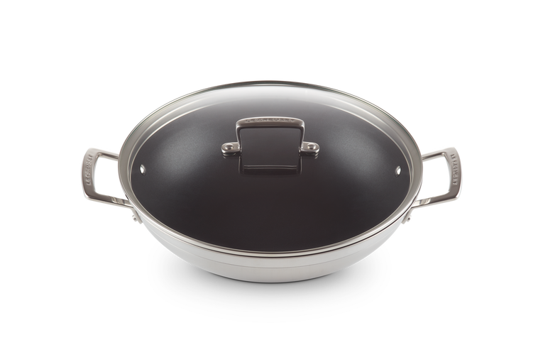 Padella wok in acciaio inox con coperchio in vetro acquista QUI