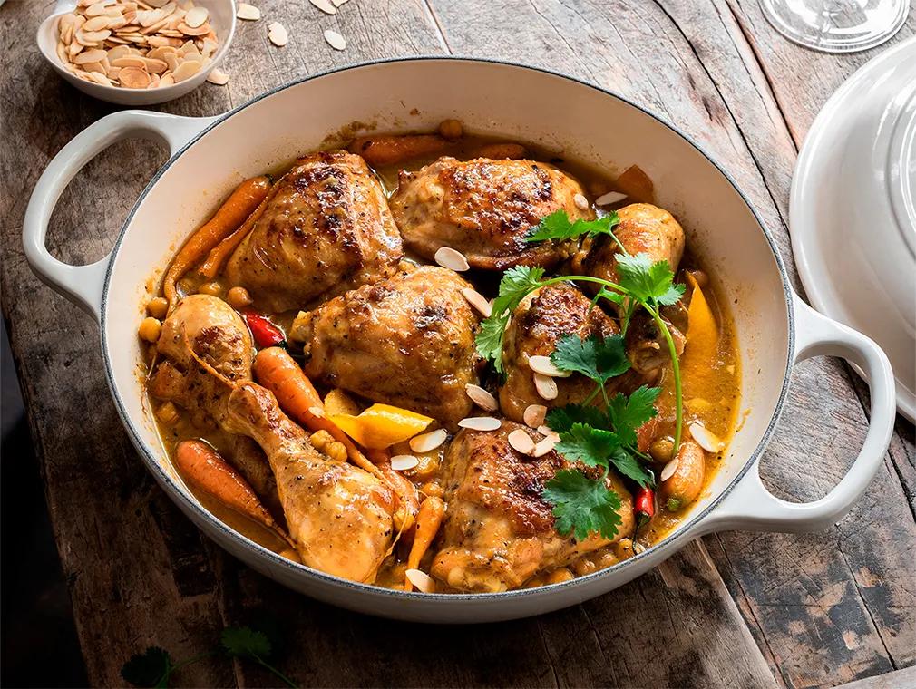 Stufato di pollo al miele e zafferano con salsa all’arancia e zenzero