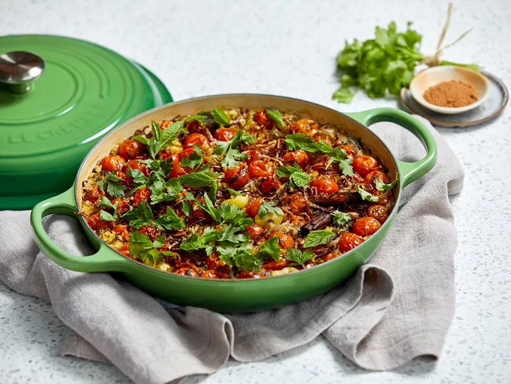 Koshari di cannella e pomodori ciliegini