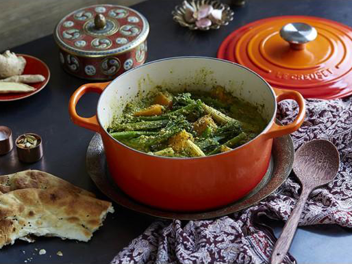 Curry vegetariano, con pistacchio e pepe nero.